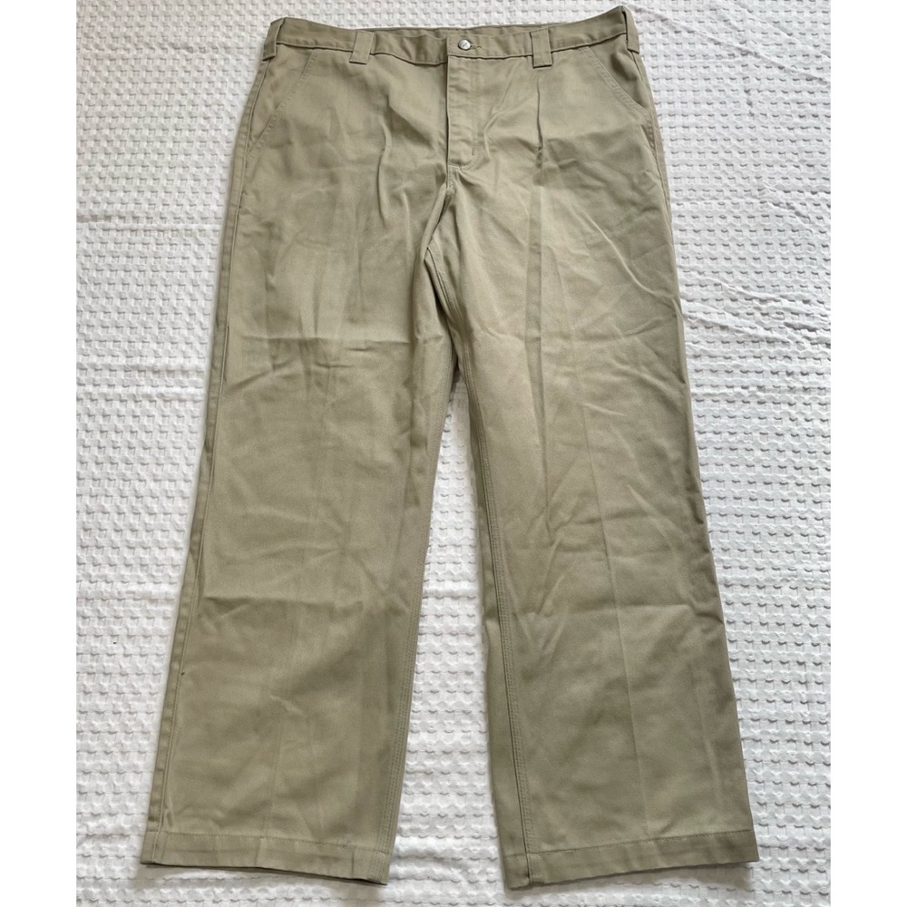 Carhartt Blended Twill Khaki Work Pants 40x32 Mens B290 Cotton Polyester
